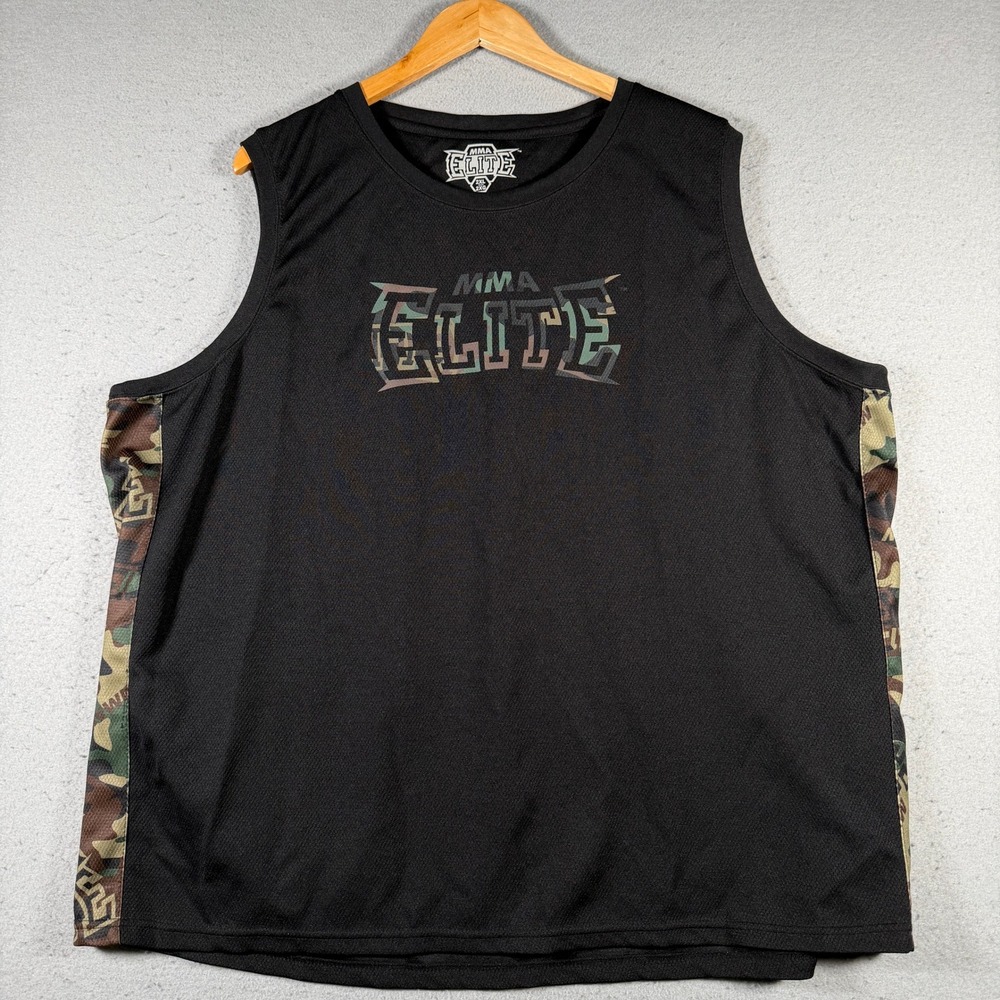 MMA Elite Mens 2XL Black Camo Mesh‎ Performance Tank Top Sleeveless Gym Shirt
